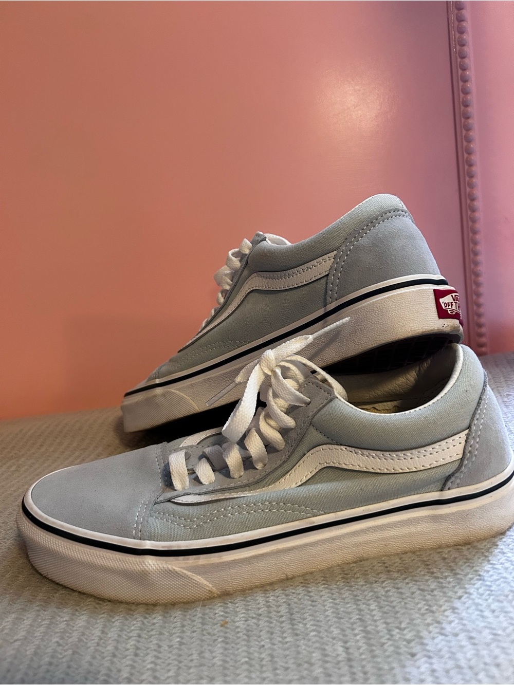 Vans Low-Top Sneakers in Light Blue and White